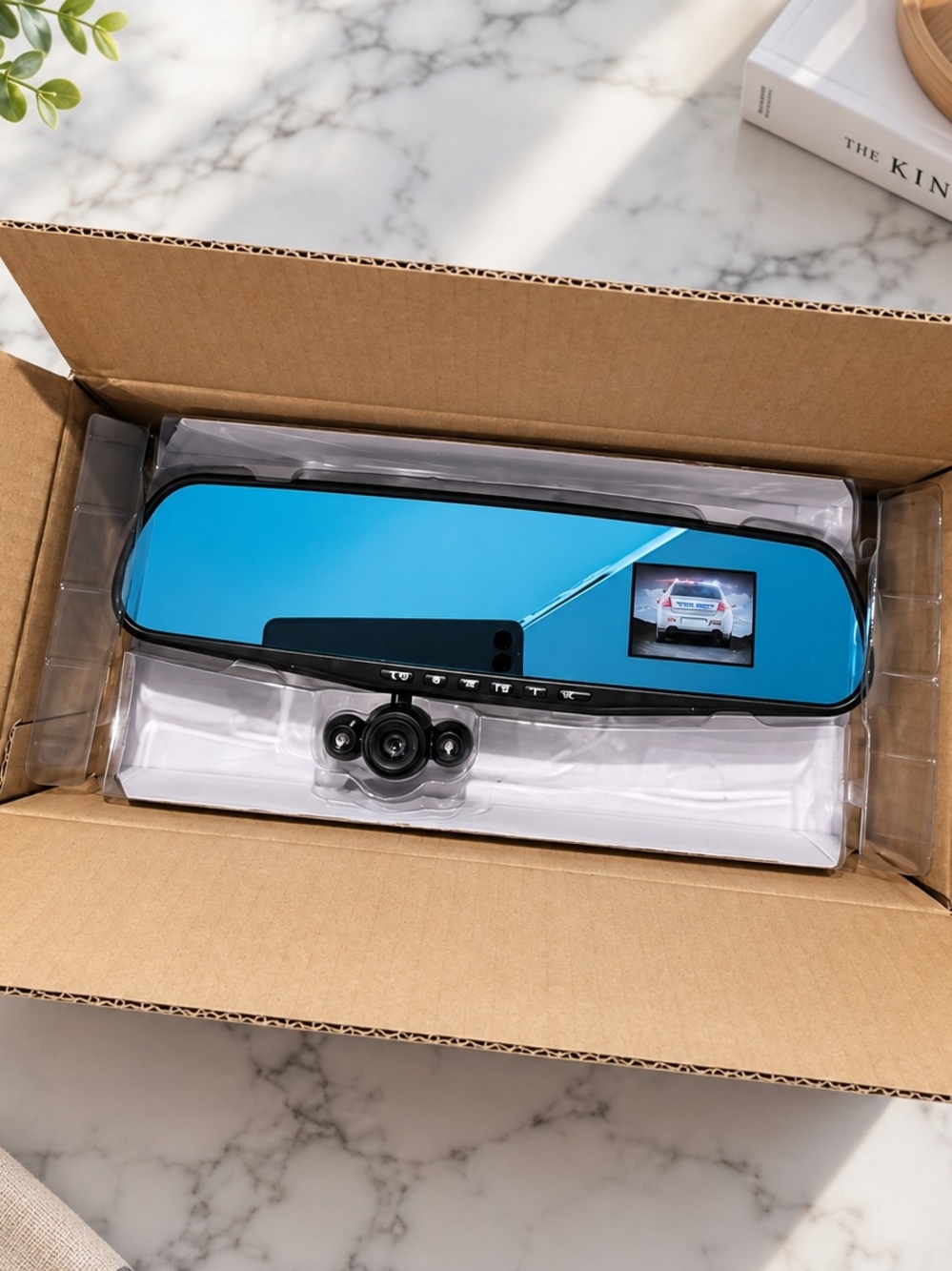 Blue Rearview Mirror Dash Cam with Backup Camera - Unknown Brand